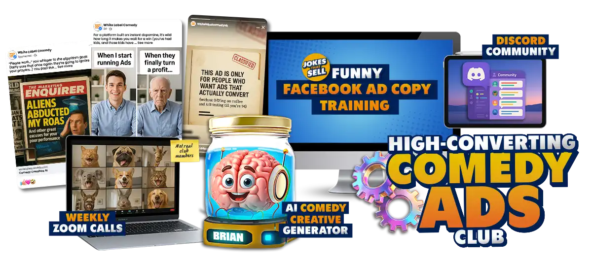 Everything you get inside the High-Converting Comedy Ads Club